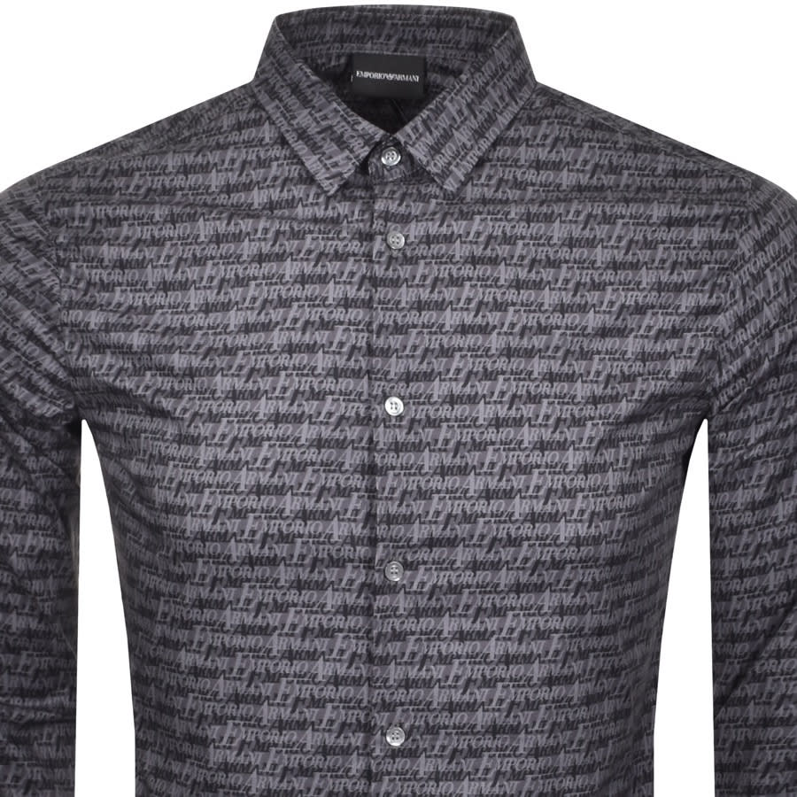 Alternative Image for ProductEmporio Armani Slim Logo Long Sleeve Shirt Black2